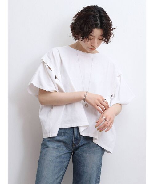 Ungrid（アングリッド）の「スリーブスリットデザインTee（Tシャツ/カットソー・レディース・ブラック/オフホワイト/モカ・FREE）」の12枚目の写真