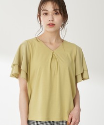 earth music&ecology | 異素材ドッキングプルオーバー（Ｖネック）＊(Tシャツ/カットソー)