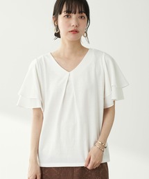 earth music&ecology | 異素材ドッキングプルオーバー（Ｖネック）＊(Tシャツ/カットソー)