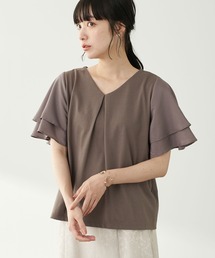 earth music&ecology | 異素材ドッキングプルオーバー（Ｖネック）＊(Tシャツ/カットソー)