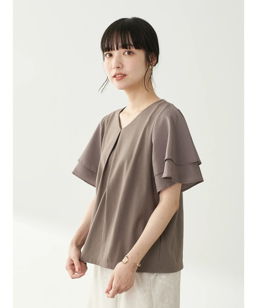 earth music&ecology(アースミュージックアンドエコロジー)の「異素材ドッキングプルオーバー(Vネック)*(Tシャツ/カットソー・レディース・オフホワイト/モカ/その他6/その他8・FREE)」の9枚目の写真