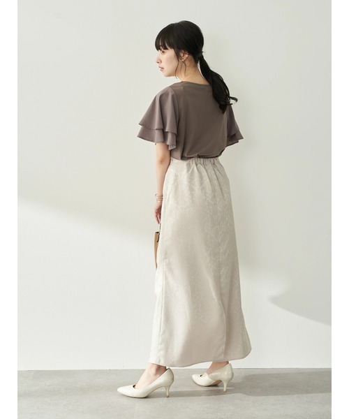 earth music&ecology(アースミュージックアンドエコロジー)の「異素材ドッキングプルオーバー(Vネック)*(Tシャツ/カットソー・レディース・オフホワイト/モカ/その他6/その他8・FREE)」の6枚目の写真