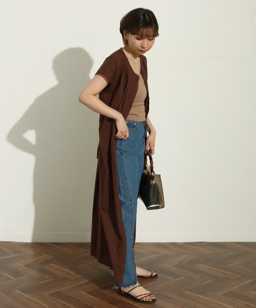 Factor=（ファクターイコール）の「無地キャンブリックノースリワンピース（シャツワンピース・レディース・ブラック/パープル/ブラウン・FREE）」の13枚目の写真