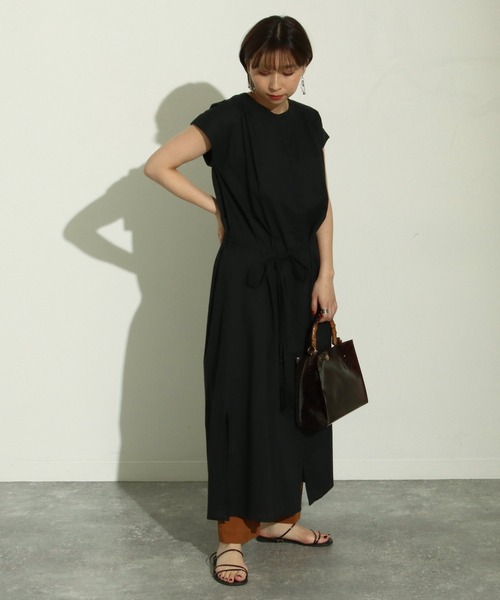 Factor=（ファクターイコール）の「無地キャンブリックノースリワンピース（シャツワンピース・レディース・ブラック/パープル/ブラウン・FREE）」の9枚目の写真