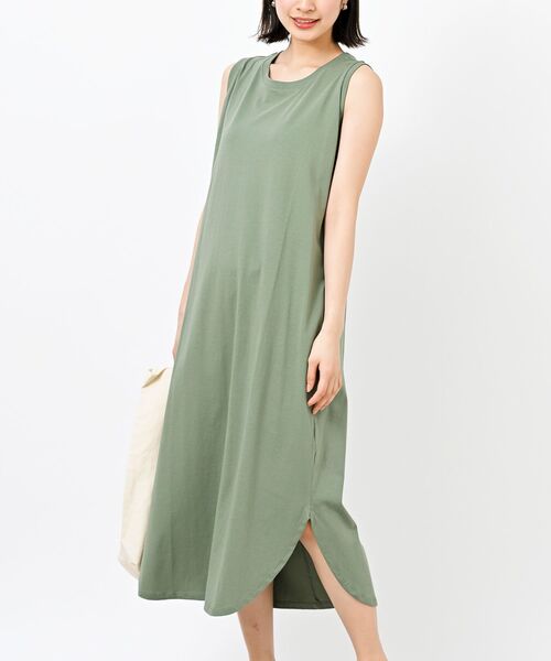 rps（アールピーエス）の「ノースリーブカットワンピース（ワンピース・レディース・ブラック/パープル/モカ/グレイッシュベージュ/ライトカーキ/ブラウン/ブルー/チャコールグレー/カーキ・M/フリー）」の7枚目の写真