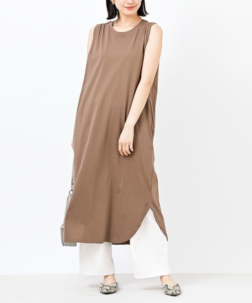 rps（アールピーエス）の「ノースリーブカットワンピース（ワンピース・レディース・ブラック/パープル/モカ/グレイッシュベージュ/ライトカーキ/ブラウン/ブルー/チャコールグレー/カーキ・M/フリー）」の4枚目の写真