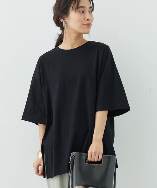 SALON adam et rope'（サロン アダム エ ロペ）の「シルケットスムースBIGTシャツ（Tシャツ/カットソー・レディース・ホワイト/ブルー系その他4/ブラック/グレー・FREE）」の2枚目の写真