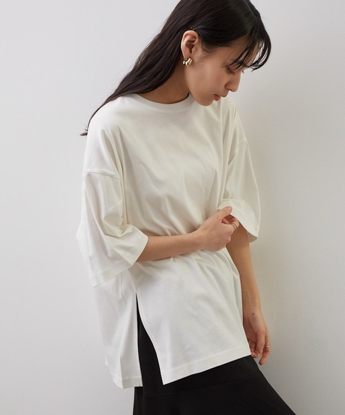 SALON adam et rope'（サロン アダム エ ロペ）の「シルケットスムースBIGTシャツ（Tシャツ/カットソー・レディース・ホワイト/ブルー系その他4/ブラック/グレー・FREE）」の21枚目の写真