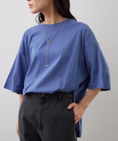 SALON adam et rope'（サロン アダム エ ロペ）の「シルケットスムースBIGTシャツ（Tシャツ/カットソー・レディース・ホワイト/ブルー系その他4/ブラック/グレー・FREE）」の14枚目の写真