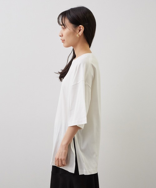 SALON adam et rope'（サロン アダム エ ロペ）の「シルケットスムースBIGTシャツ（Tシャツ/カットソー・レディース・ホワイト/ブルー系その他4/ブラック/グレー・FREE）」の12枚目の写真