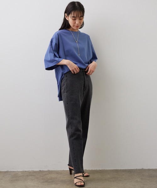 SALON adam et rope'（サロン アダム エ ロペ）の「シルケットスムースBIGTシャツ（Tシャツ/カットソー・レディース・ホワイト/ブルー系その他4/ブラック/グレー・FREE）」の8枚目の写真