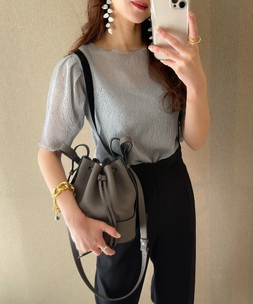 archives(アルシーヴ)の「【web限定item】パワショルシアー楊柳プルオーバー(シャツ/ブラウス・レディース・ブルー/アイボリー/ミント/ピンクベージュ・MEDIUM)」の4枚目の写真