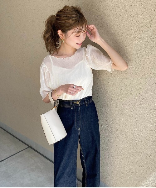 archives(アルシーヴ)の「【web限定item】パワショルシアー楊柳プルオーバー(シャツ/ブラウス・レディース・ブルー/アイボリー/ミント/ピンクベージュ・MEDIUM)」の2枚目の写真