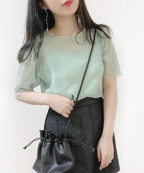 archives(アルシーヴ)の「【web限定item】パワショルシアー楊柳プルオーバー(シャツ/ブラウス・レディース・ブルー/アイボリー/ミント/ピンクベージュ・MEDIUM)」の3枚目の写真