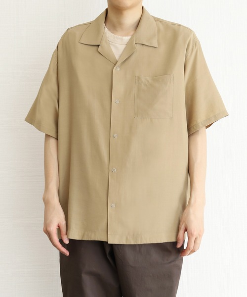y/m（イム）の「リングボタンオープンカラーシャツ（シャツ/ブラウス・メンズ・ベージュ/グリーン・MEDIUM/LARGE）」の2枚目の写真