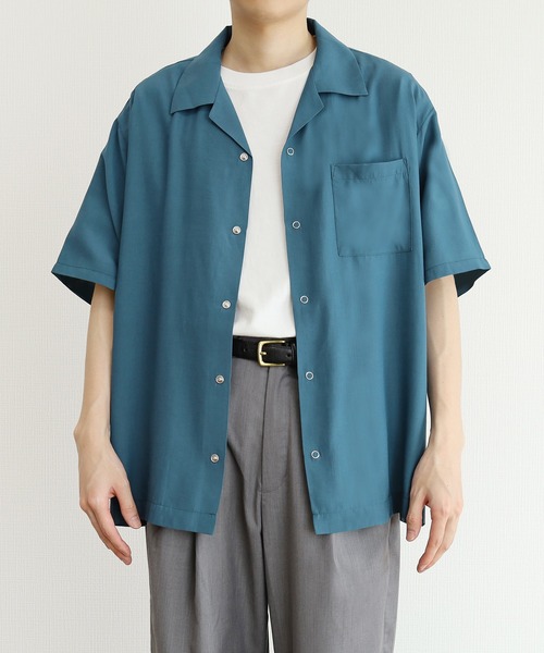 y/m（イム）の「リングボタンオープンカラーシャツ（シャツ/ブラウス・メンズ・ベージュ/グリーン・MEDIUM/LARGE）」の4枚目の写真