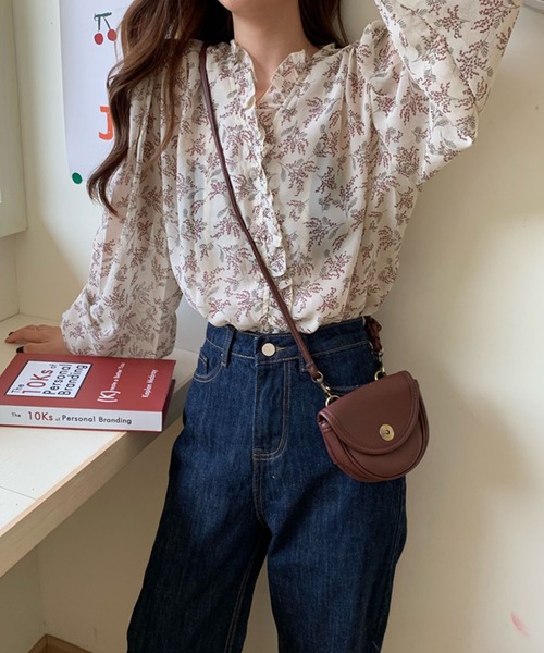 Girly Doll（ガーリードール）の「フリル花柄ブラウス（シャツ/ブラウス・レディース・ベージュ/ブルー/イエロー/グリーン/パープル・FREE）」の9枚目の写真