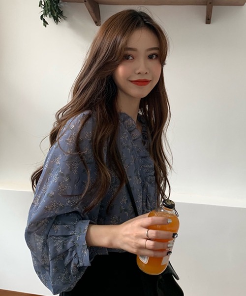 Girly Doll（ガーリードール）の「フリル花柄ブラウス（シャツ/ブラウス・レディース・ベージュ/ブルー/イエロー/グリーン/パープル・FREE）」の13枚目の写真