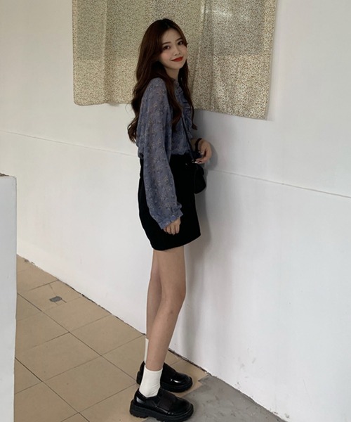 Girly Doll（ガーリードール）の「フリル花柄ブラウス（シャツ/ブラウス・レディース・ベージュ/ブルー/イエロー/グリーン/パープル・FREE）」の16枚目の写真