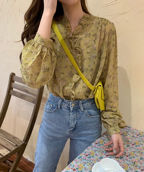 Girly Doll（ガーリードール）の「フリル花柄ブラウス（シャツ/ブラウス・レディース・ベージュ/ブルー/イエロー/グリーン/パープル・FREE）」の20枚目の写真