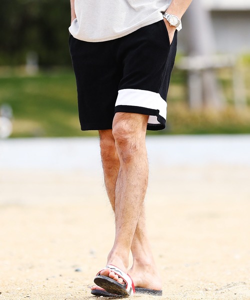 jiggys shop（ジギーズショップ）の「接触冷感 UVカット マルチパターン サマーパイル ショートパンツ（その他パンツ・メンズ・ブラック/ホワイト系その他3/ホワイト系その他/グレイッシュベージュ/ブルー系その他2/ネイビー/ホワイト/ホワイト系その他2/ブラック系その他/ブルー系その他/インディゴブルー/ブルー系その他3/ブラック系その他3/グレー系その他/ブラック系その他4/イエロー/ホワイト系その他4/ピンク系その他/ブラック系その他5/ブルー系その他4/ピンク・X-LARGE/LARGE/MEDIUM）」の8枚目の写真