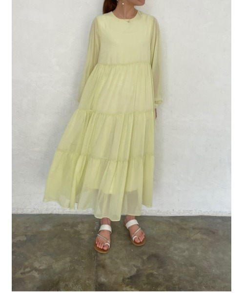 DAIS-Y（デイジー）の「【低身長サイズ有】ティアードシフォンエアリーワンピース（ワンピース・レディース・イエロー/パープル/アイボリー・S/M）」の15枚目の写真