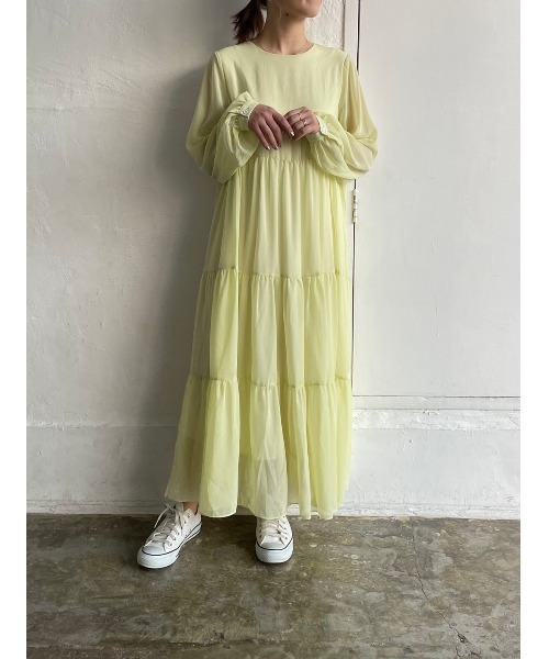 DAIS-Y（デイジー）の「【低身長サイズ有】ティアードシフォンエアリーワンピース（ワンピース・レディース・イエロー/パープル/アイボリー・S/M）」の7枚目の写真