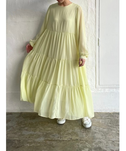 DAIS-Y（デイジー）の「【低身長サイズ有】ティアードシフォンエアリーワンピース（ワンピース・レディース・イエロー/パープル/アイボリー・S/M）」の14枚目の写真