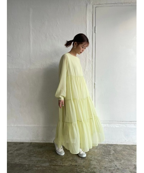 DAIS-Y（デイジー）の「【低身長サイズ有】ティアードシフォンエアリーワンピース（ワンピース・レディース・イエロー/パープル/アイボリー・S/M）」の11枚目の写真