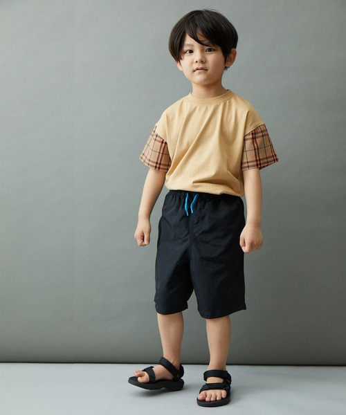 ＆yam（アンドヤム）の「水陸両用 速乾素材 配色ドロストショートパンツ（その他パンツ・キッズ・ベージュ/グレー/ブラック/パープル/グリーン・110-120cm/140-150cm/150-160cm/120-130cm/130-140cm）」の6枚目の写真