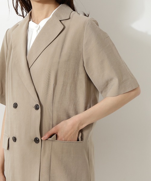 N.（N. Natural Beauty Basic）（エヌエヌナチュラルビューティーベーシック）の「ハーフスリーブジャケット（テーラードジャケット・レディース・ベージュ/カーキ・MEDIUM）」の7枚目の写真