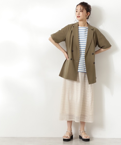 N.（N. Natural Beauty Basic）（エヌエヌナチュラルビューティーベーシック）の「ハーフスリーブジャケット（テーラードジャケット・レディース・ベージュ/カーキ・MEDIUM）」の6枚目の写真