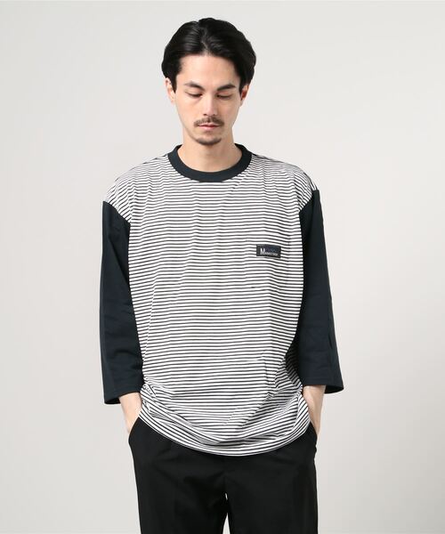 MANASTASH(マナスタッシュ)の「MANASTASH/マナスタッシュ SHELTECH 3/4 PRINT T シェルテックスリークォータープリントティー 7分袖 ユニセックス(Tシャツ/カットソー・メンズ・ホワイト/その他/ブラック系その他・MEDIUM/LARGE/X-LARGE)」の2枚目の写真