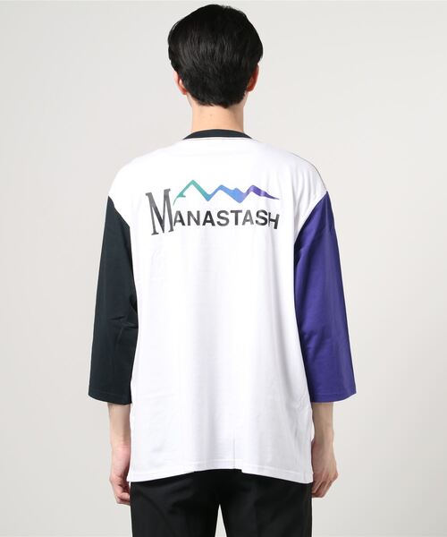 MANASTASH(マナスタッシュ)の「MANASTASH/マナスタッシュ SHELTECH 3/4 PRINT T シェルテックスリークォータープリントティー 7分袖 ユニセックス(Tシャツ/カットソー・メンズ・ホワイト/その他/ブラック系その他・MEDIUM/LARGE/X-LARGE)」の5枚目の写真