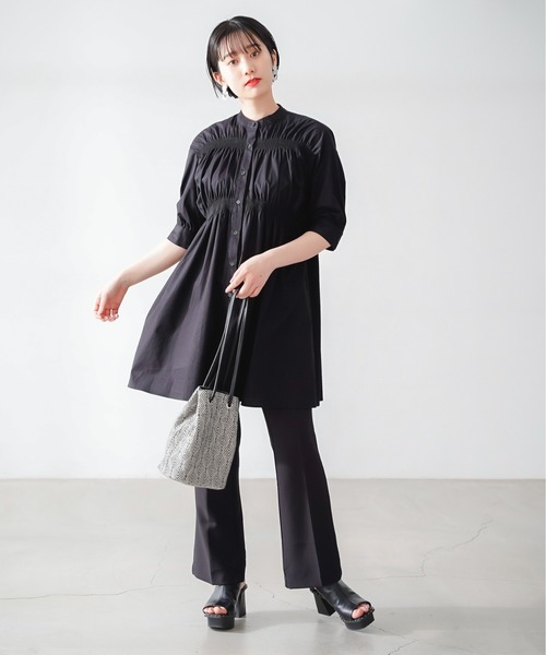 PAGEBOY（ページボーイ）の「シャーリングシャツミニワンピース（シャツワンピース・レディース・オフホワイト/ブラック・FREE）」の7枚目の写真