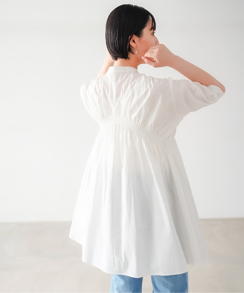 PAGEBOY（ページボーイ）の「シャーリングシャツミニワンピース（シャツワンピース・レディース・オフホワイト/ブラック・FREE）」の3枚目の写真