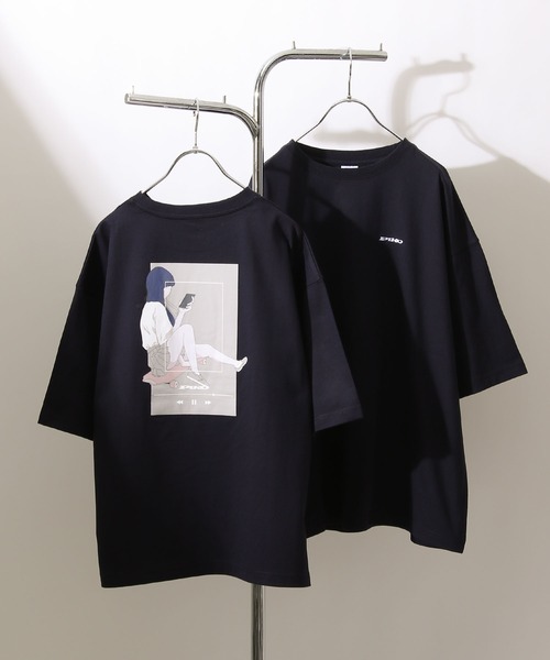 Piko（ピコ）の「【別注】【PIKO】スケボーガール イージーケア 高密度ビッグシルエット エモイラストTシャツ（Tシャツ/カットソー・レディース・ホワイト/ブラック/ベージュ/ネイビー/ピンク/ブルー/グリーン・MEDIUM/LARGE）」の5枚目の写真