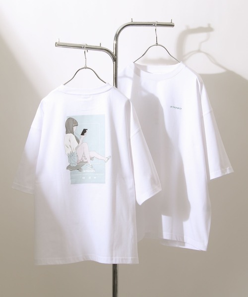 Piko（ピコ）の「【別注】【PIKO】スケボーガール イージーケア 高密度ビッグシルエット エモイラストTシャツ（Tシャツ/カットソー・レディース・ホワイト/ブラック/ベージュ/ネイビー/ピンク/ブルー/グリーン・MEDIUM/LARGE）」の2枚目の写真