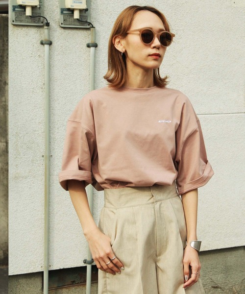 Piko（ピコ）の「【別注】【PIKO】スケボーガール イージーケア 高密度ビッグシルエット エモイラストTシャツ（Tシャツ/カットソー・レディース・ホワイト/ブラック/ベージュ/ネイビー/ピンク/ブルー/グリーン・MEDIUM/LARGE）」の7枚目の写真