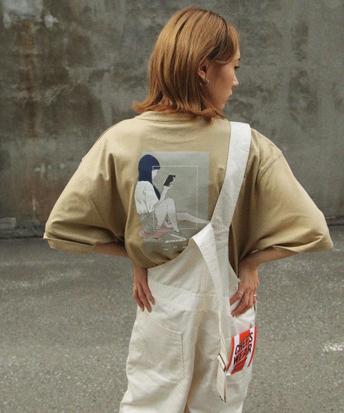 Piko（ピコ）の「【別注】【PIKO】スケボーガール イージーケア 高密度ビッグシルエット エモイラストTシャツ（Tシャツ/カットソー・レディース・ホワイト/ブラック/ベージュ/ネイビー/ピンク/ブルー/グリーン・MEDIUM/LARGE）」の19枚目の写真