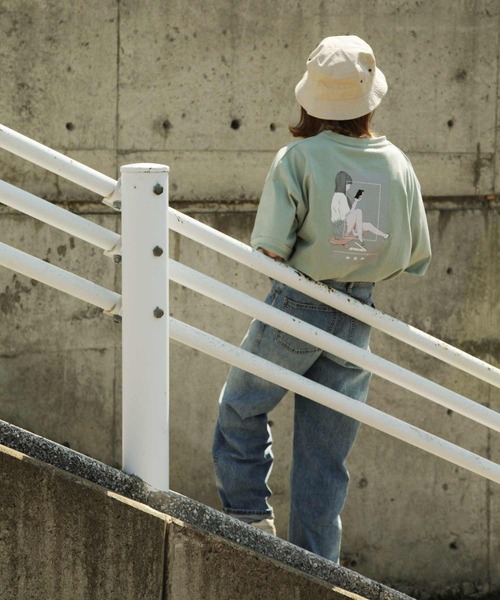 Piko（ピコ）の「【別注】【PIKO】スケボーガール イージーケア 高密度ビッグシルエット エモイラストTシャツ（Tシャツ/カットソー・レディース・ホワイト/ブラック/ベージュ/ネイビー/ピンク/ブルー/グリーン・MEDIUM/LARGE）」の20枚目の写真