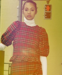 WOOL CHECK PUFF TOPS ウールチェックパフトップス