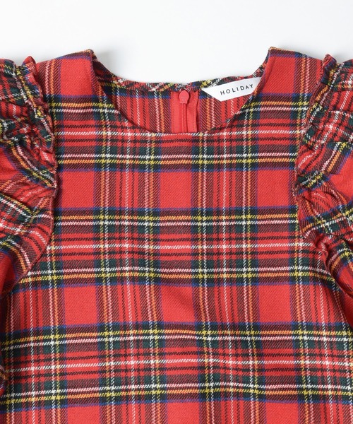 HOLIDAY（ホリデイ）の「WOOL CHECK PUFF TOPS ウールチェックパフトップス（シャツ/ブラウス・レディース・レッド・1/0）」の4枚目の写真