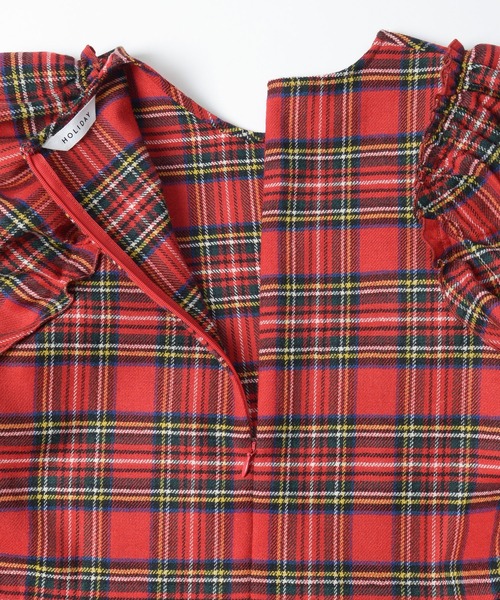 HOLIDAY（ホリデイ）の「WOOL CHECK PUFF TOPS ウールチェックパフトップス（シャツ/ブラウス・レディース・レッド・1/0）」の9枚目の写真