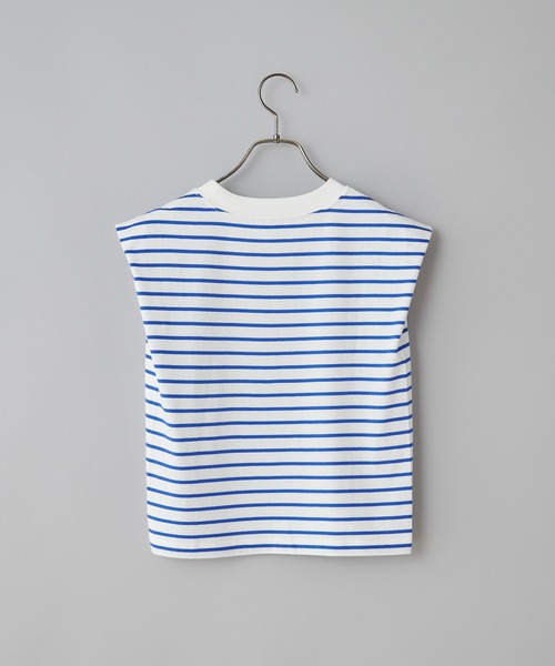 CIAOPANIC（チャオパニック）の「ボーダーボックスノースリーブTシャツ（Tシャツ/カットソー・レディース・ブラック/サックスブルー/ブルー・FREE）」の7枚目の写真