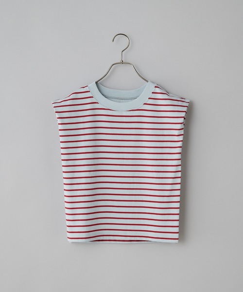 CIAOPANIC（チャオパニック）の「ボーダーボックスノースリーブTシャツ（Tシャツ/カットソー・レディース・ブラック/サックスブルー/ブルー・FREE）」の8枚目の写真