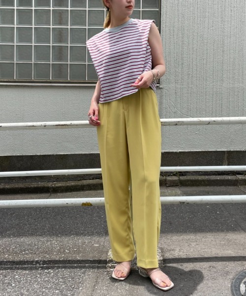 CIAOPANIC（チャオパニック）の「ボーダーボックスノースリーブTシャツ（Tシャツ/カットソー・レディース・ブラック/サックスブルー/ブルー・FREE）」の21枚目の写真