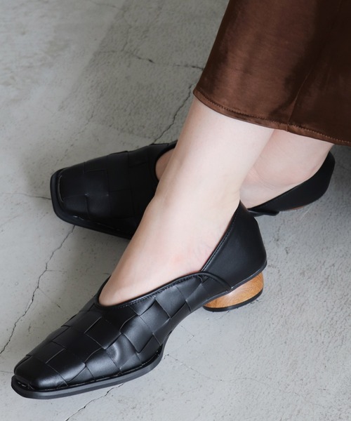 EVOL(イーボル)の「22SS新色【EVOL】 メッシュスクエアパンプス IR9695(パンプス・レディース・ブラック/ベージュ/アイボリー・22.5cm/23.5cm/24.5cm/23.0cm/24.0cm/25.0cm)」の2枚目の写真