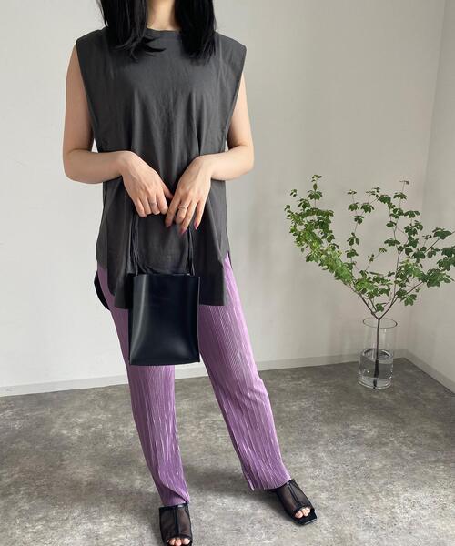 MLI'A(エムリア)の「フレンチスリーブTシャツ/A(Tシャツ/カットソー・レディース・パープル/カーキ/スミクロ/ブラウン/ベージュ/オフホワイト・M)」の12枚目の写真