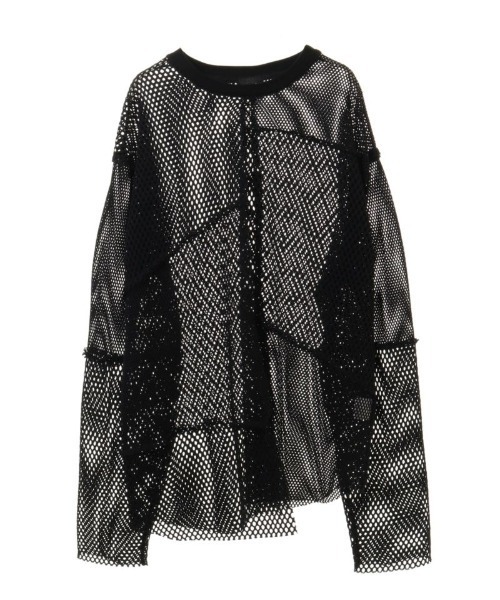 Candy Stripper（キャンディストリッパー）の「MESH PATCHED トップス（Tシャツ/カットソー・レディース・ブラック/オフホワイト・2）」の11枚目の写真